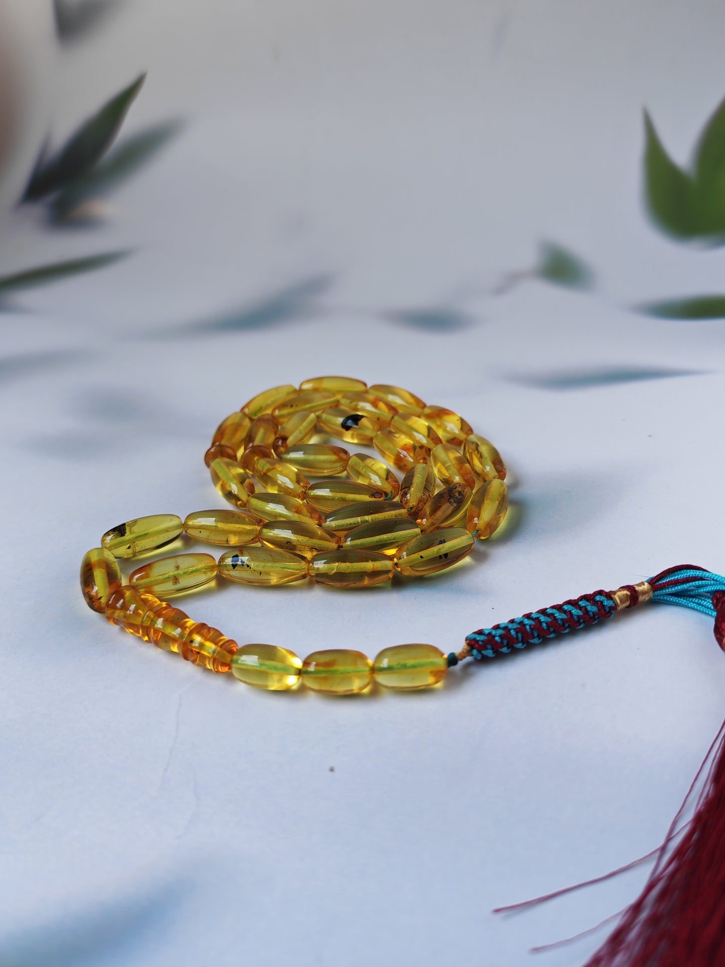 Natural Citron Amber Tasbih – 33 Beads | Citron Amber