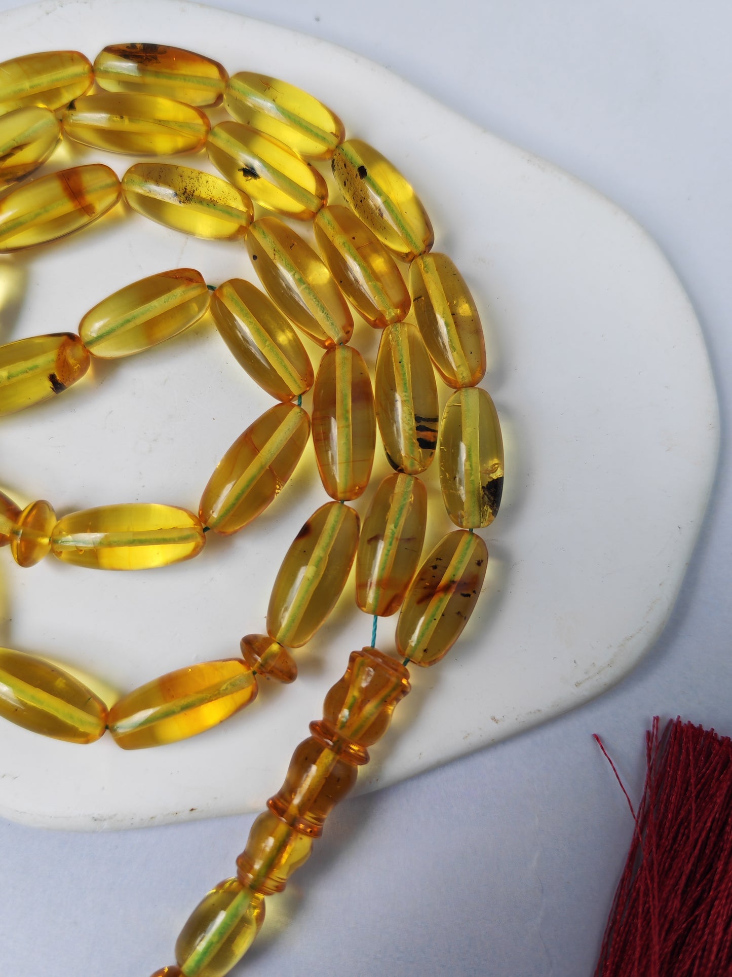 Natural Citron Amber Tasbih – 33 Beads | Citron Amber