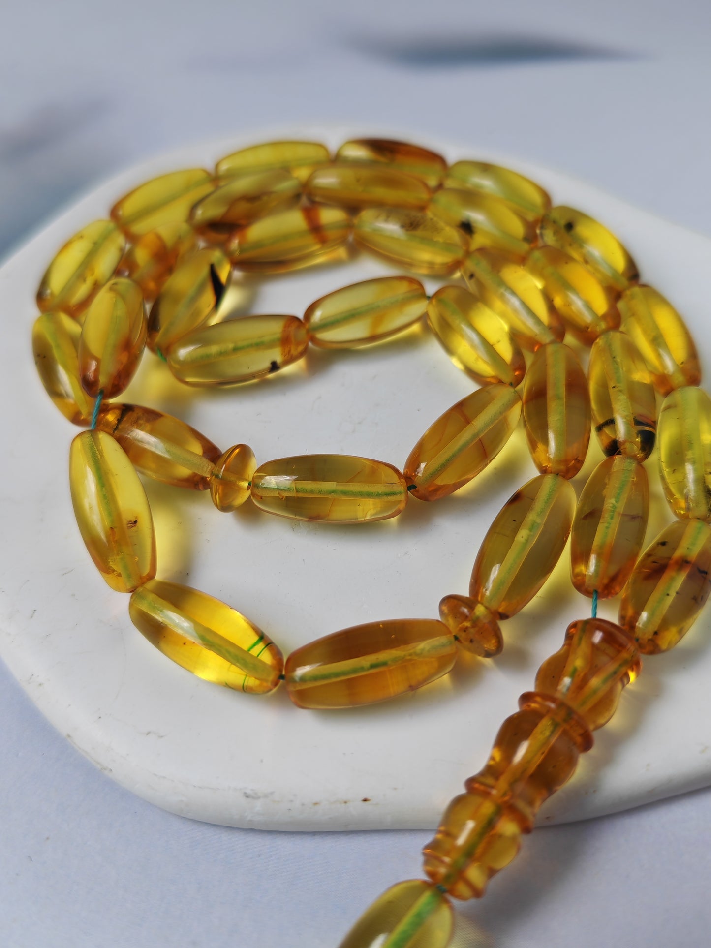 Natural Citron Amber Tasbih – 33 Beads | Citron Amber