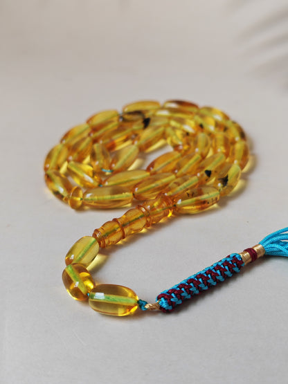 Natural Citron Amber Tasbih – 33 Beads | Citron Amber