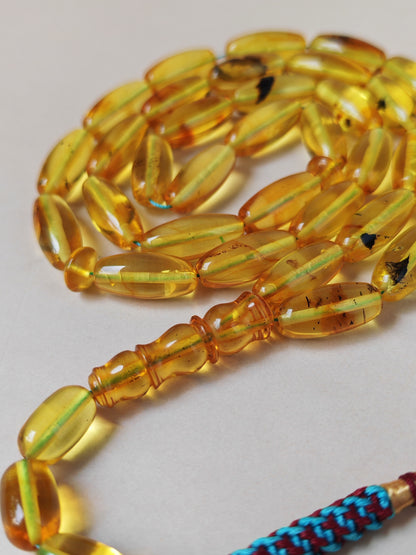 Natural Citron Amber Tasbih – 33 Beads | Citron Amber