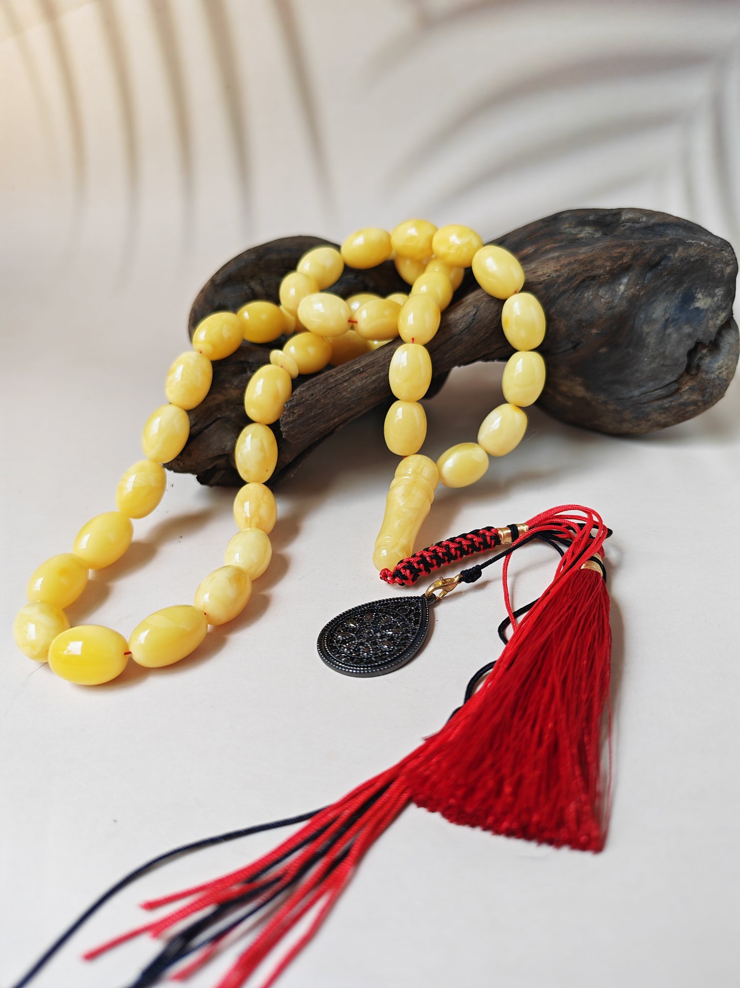 Natural Baltic Amber Misbah – 45 Pigeon Egg Beads | Butterscotch Colour