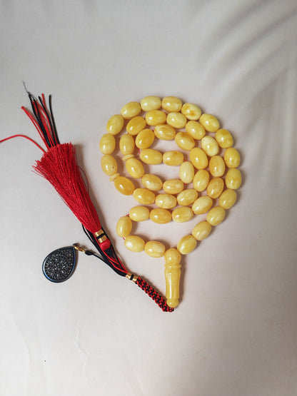 Natural Baltic Amber Misbah – 45 Pigeon Egg Beads | Butterscotch Colour