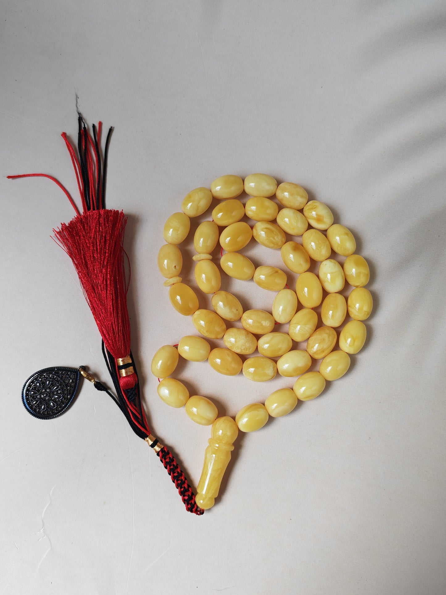 Natural Baltic Amber Misbah – 45 Pigeon Egg Beads | Butterscotch Colour