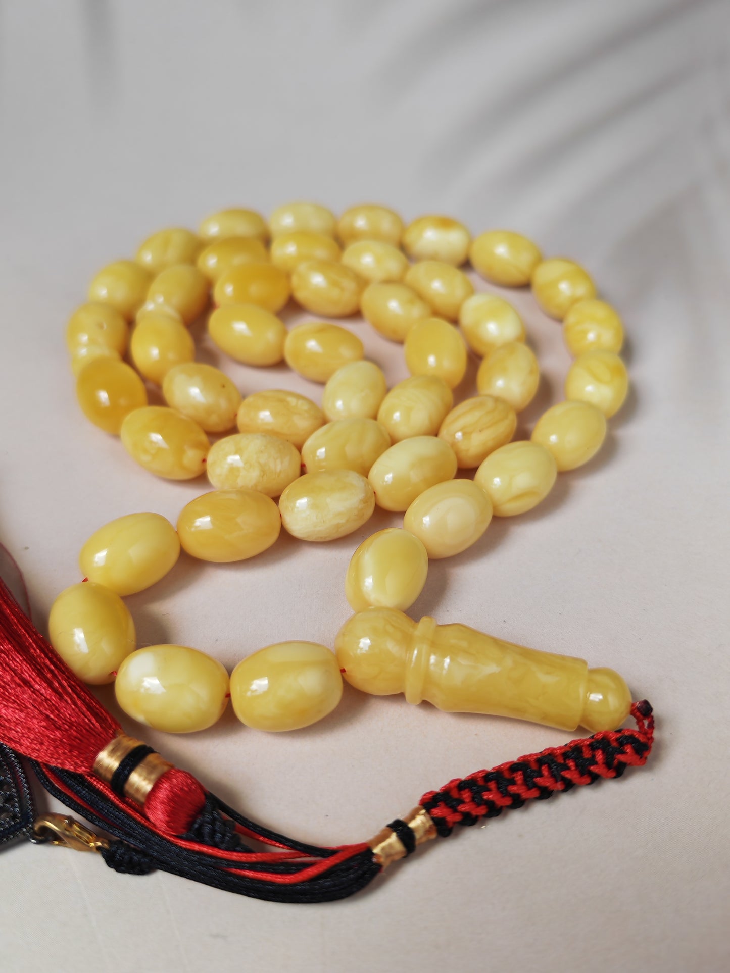 Natural Baltic Amber Misbah – 45 Pigeon Egg Beads | Butterscotch Colour