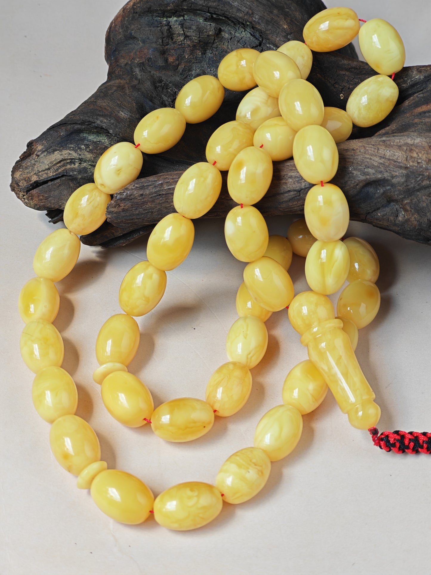 Natural Baltic Amber Misbah – 45 Pigeon Egg Beads | Butterscotch Colour