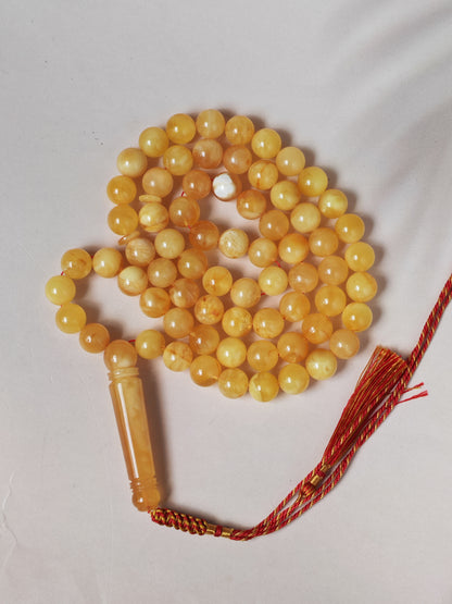 Natural Baltic Amber Misbah – 69 Beads | 11.5–12mm | Exceptional Half - Half Long Imami