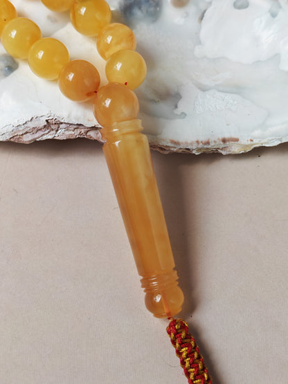 Natural Baltic Amber Misbah – 69 Beads | 11.5–12mm | Exceptional Half - Half Long Imami
