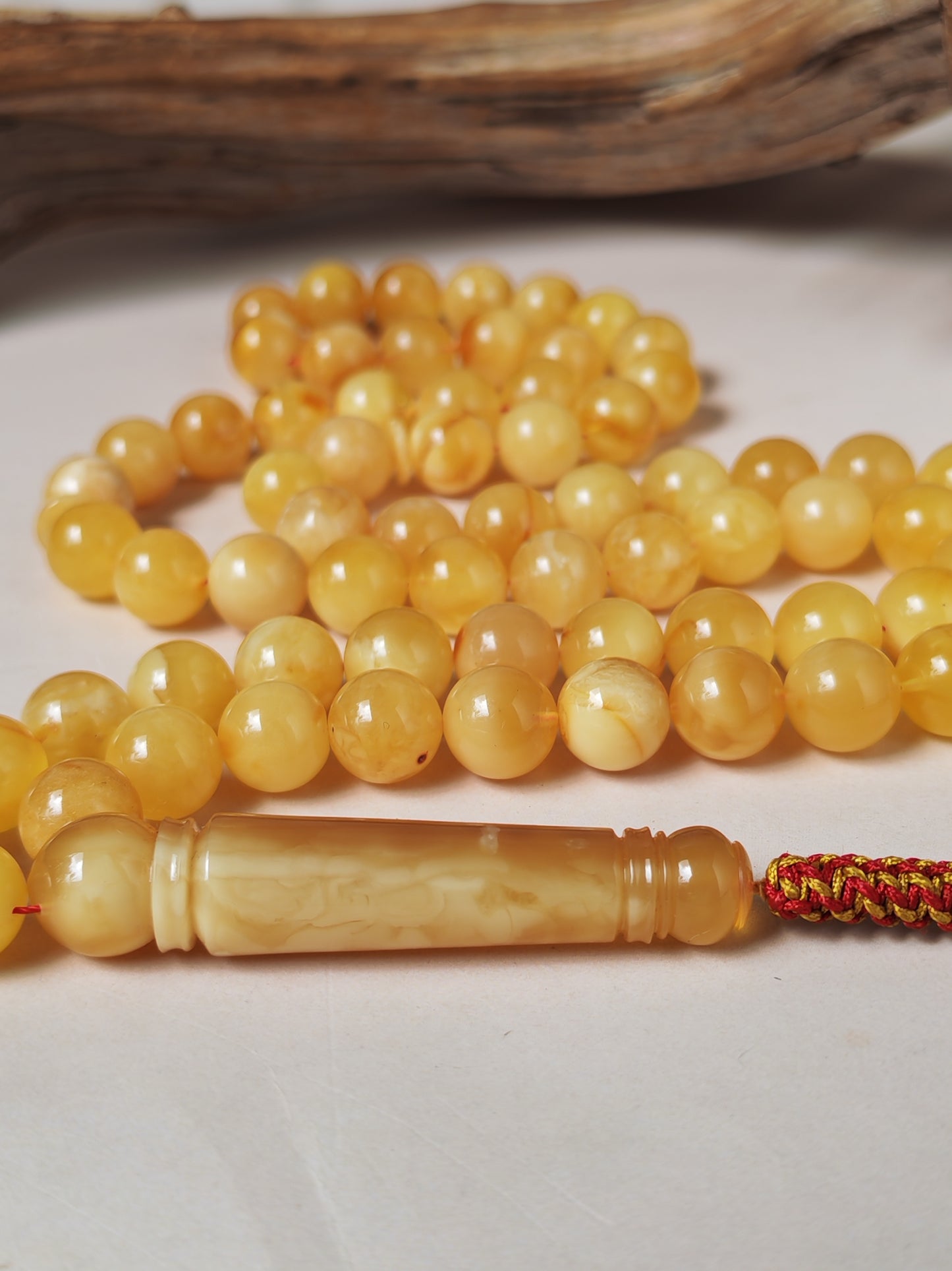 Natural Baltic Amber Misbah – 69 Beads | 11.5–12mm | Exceptional Half - Half Long Imami