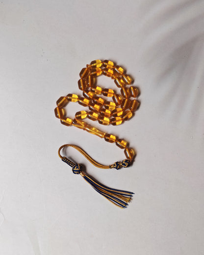 Micro Citron Baltic Amber Tasbih – 33+3 Barrel Beads | Lightweight Daily Use