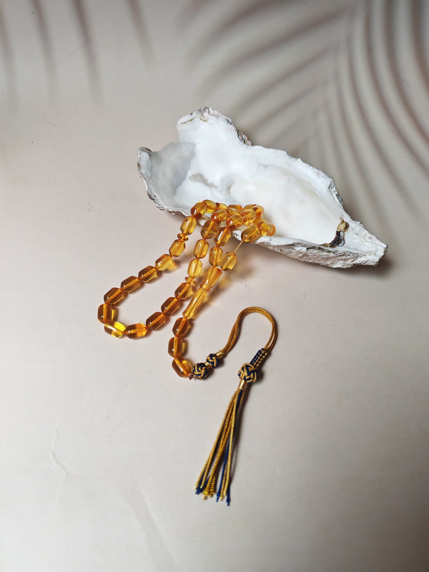 Micro Citron Baltic Amber Tasbih – 33+3 Barrel Beads | Lightweight Daily Use