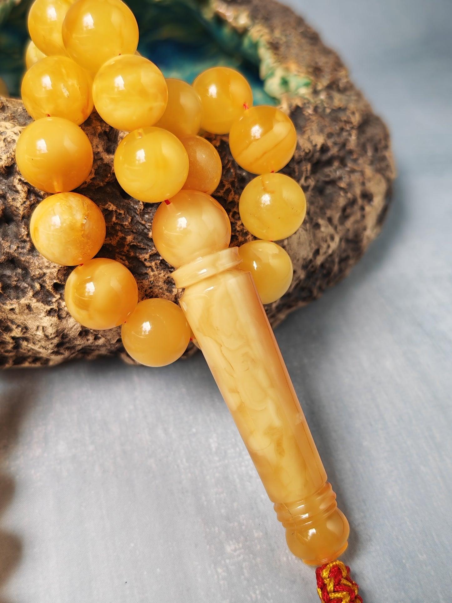 Natural Baltic Amber Misbah – 69 Beads | 11.5–12mm | Exceptional Half - Half Long Imami