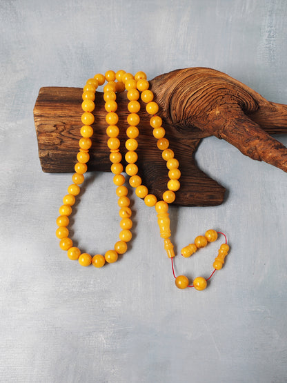 Natural Aged Baltic Amber Rosary – 66 Beads | Egg Yolk Amber | 10mm