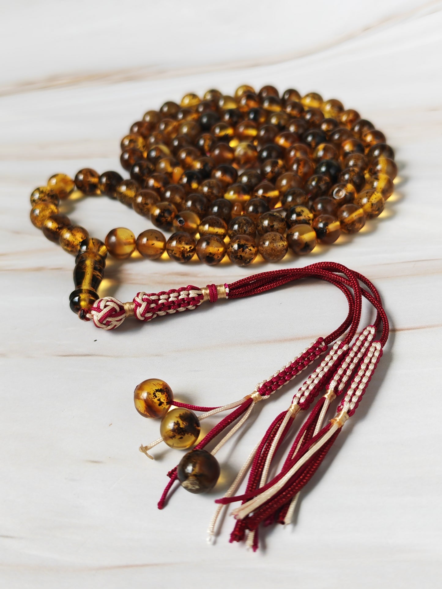 Green Sea Amber Tasbih – 99+3 Beads | 9mm | Long Rosary