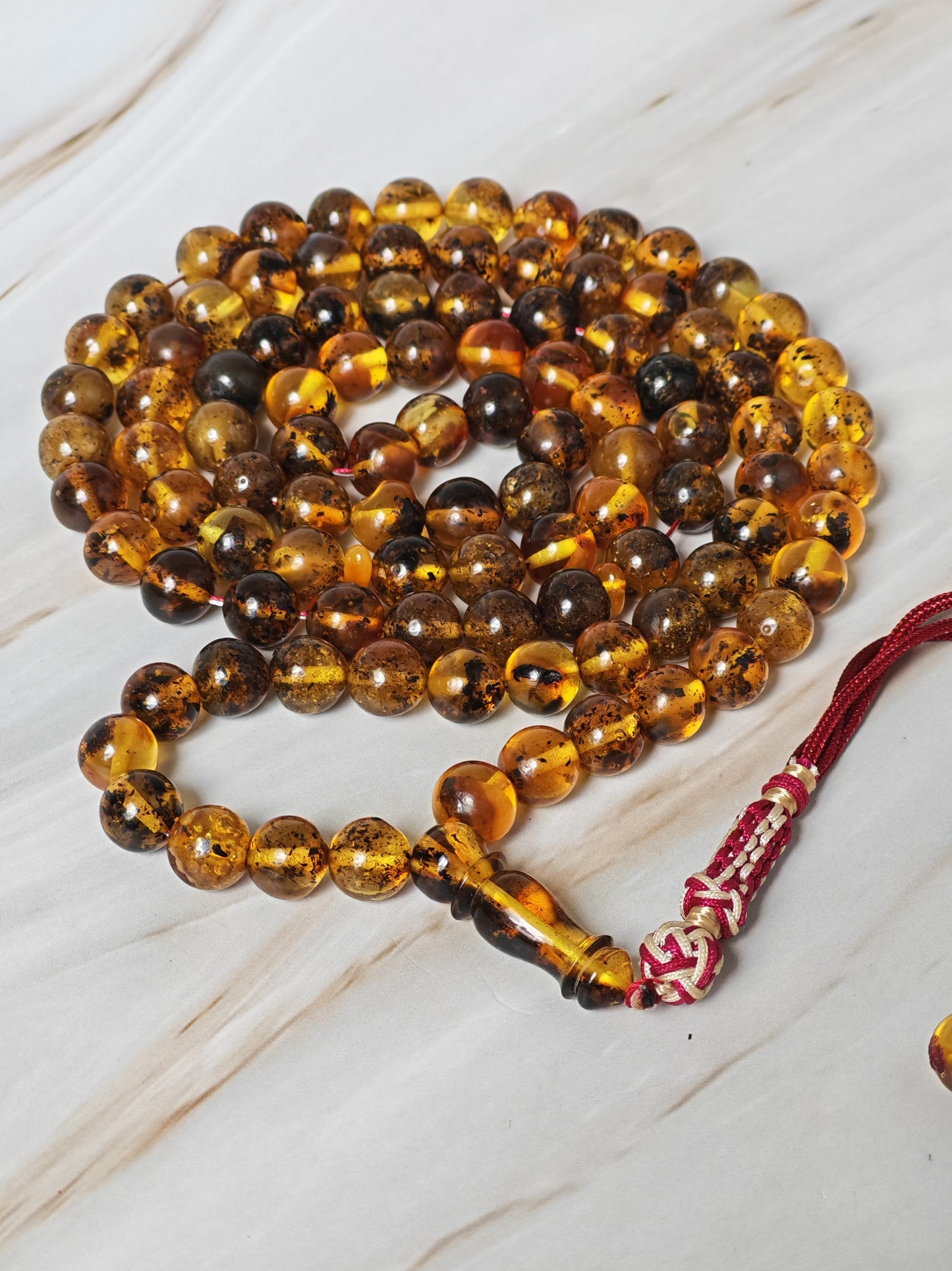 Green Sea Amber Tasbih – 99+3 Beads | 9mm | Long Rosary