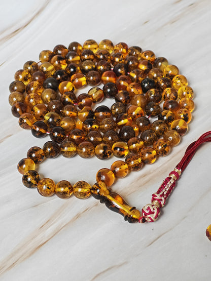 Green Sea Amber Tasbih – 99+3 Beads | 9mm | Long Rosary