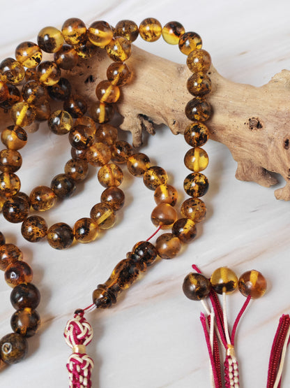 Green Sea Amber Tasbih – 99+3 Beads | 9mm | Long Rosary