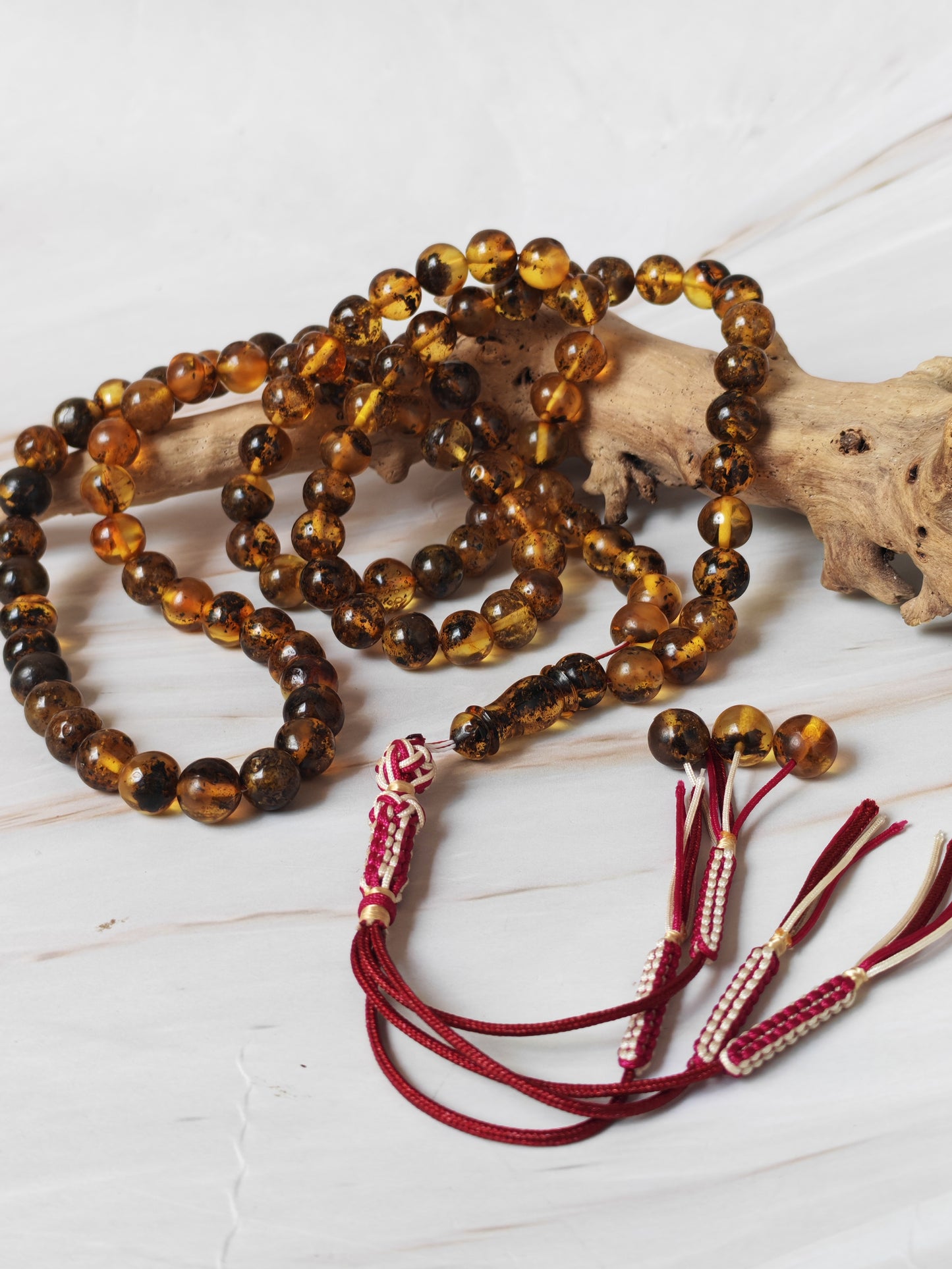 Green Sea Amber Tasbih – 99+3 Beads | 9mm | Long Rosary
