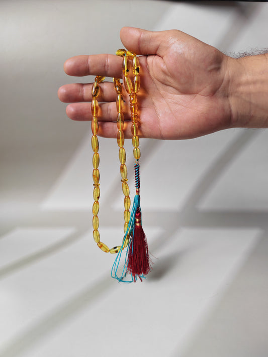 Natural Citron Amber Tasbih – 33 Beads | Citron Amber