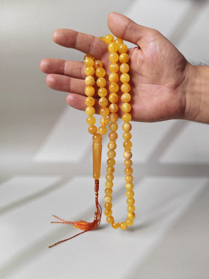 Natural Baltic Amber Misbah – 69 Beads | 11.5–12mm | Exceptional Half - Half Long Imami
