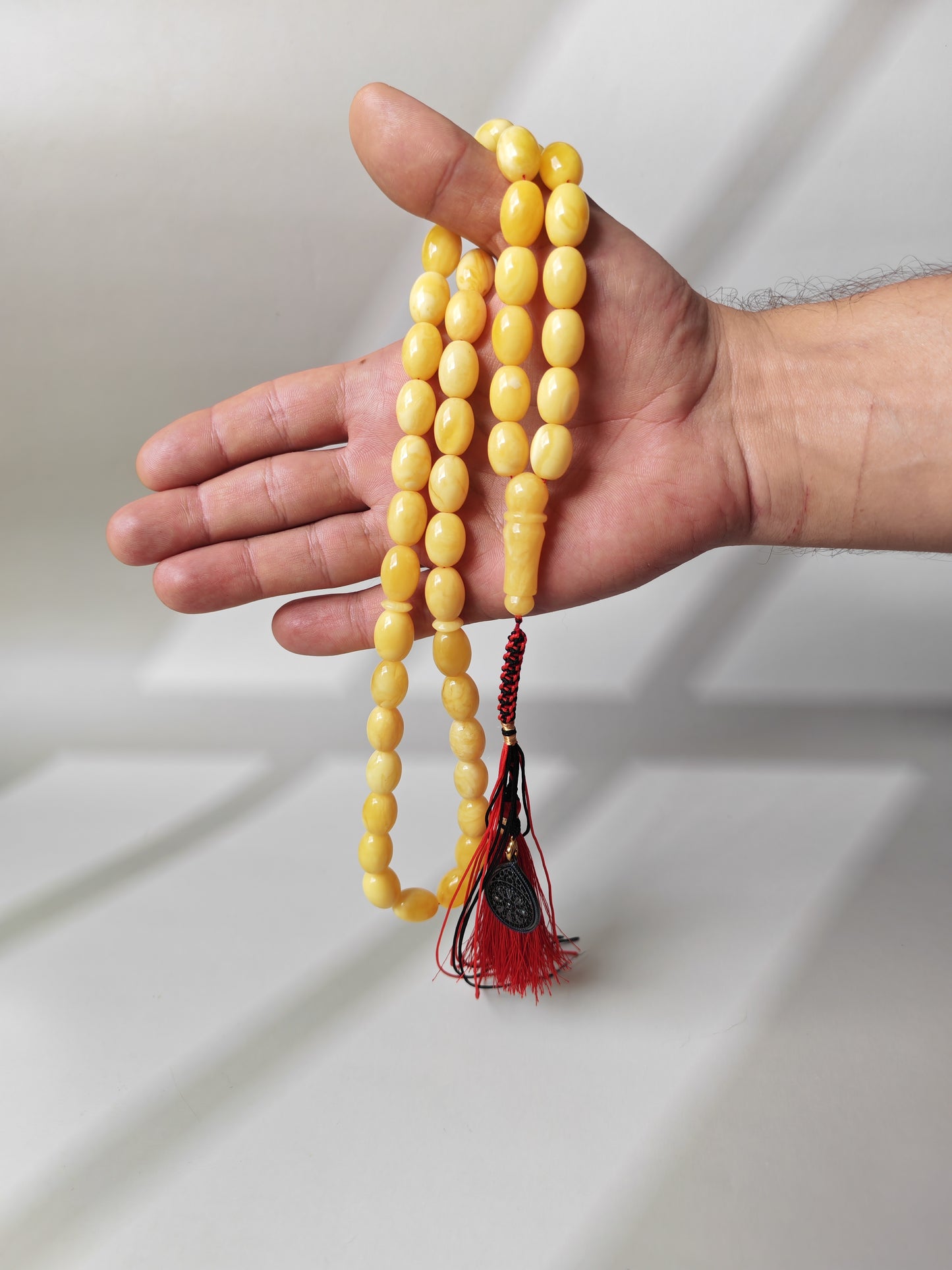 Natural Baltic Amber Misbah – 45 Pigeon Egg Beads | Butterscotch Colour
