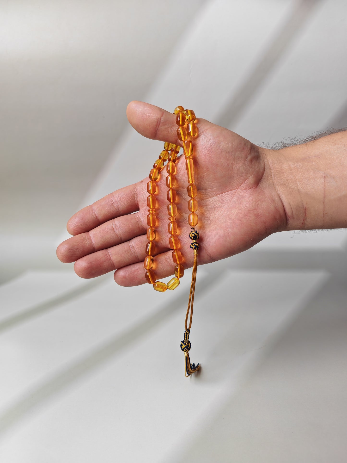 Micro Citron Baltic Amber Tasbih – 33+3 Barrel Beads | Lightweight Daily Use