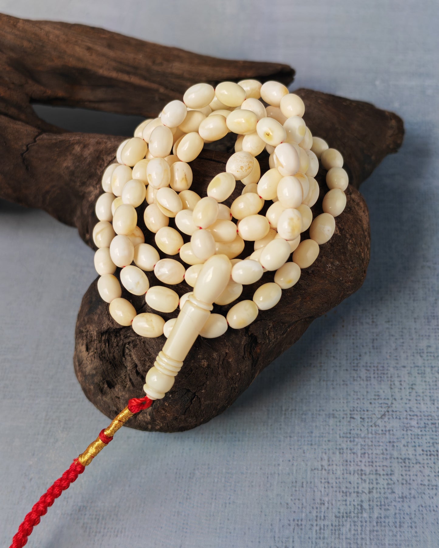 Rare Natural Royal White Baltic Amber Tasbih – 115 Olive Shape Beads | Micro size