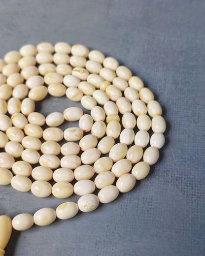 Rare Natural Royal White Baltic Amber Tasbih – 115 Olive Shape Beads | Micro size