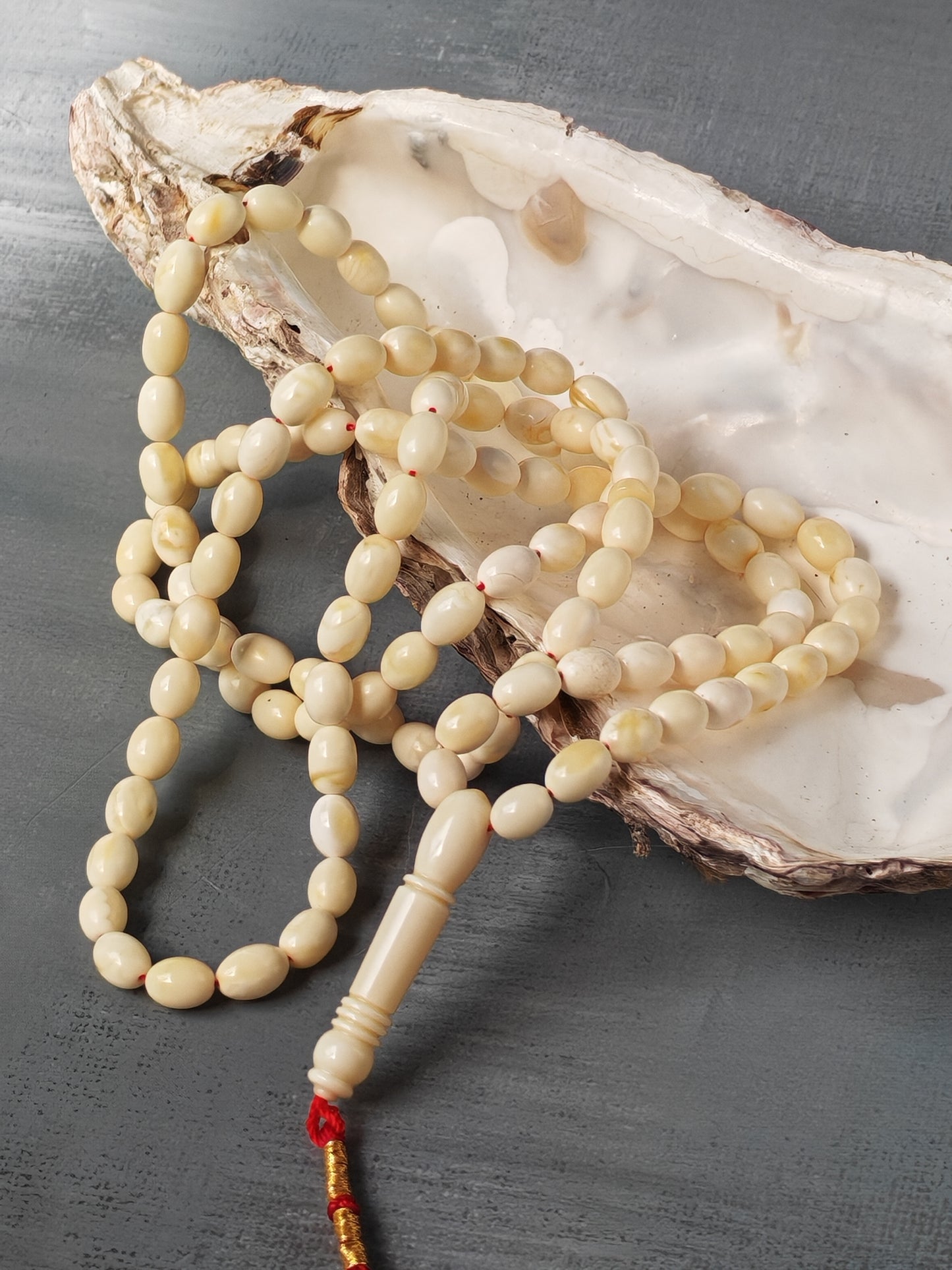 Rare Natural Royal White Baltic Amber Tasbih – 115 Olive Shape Beads | Micro size