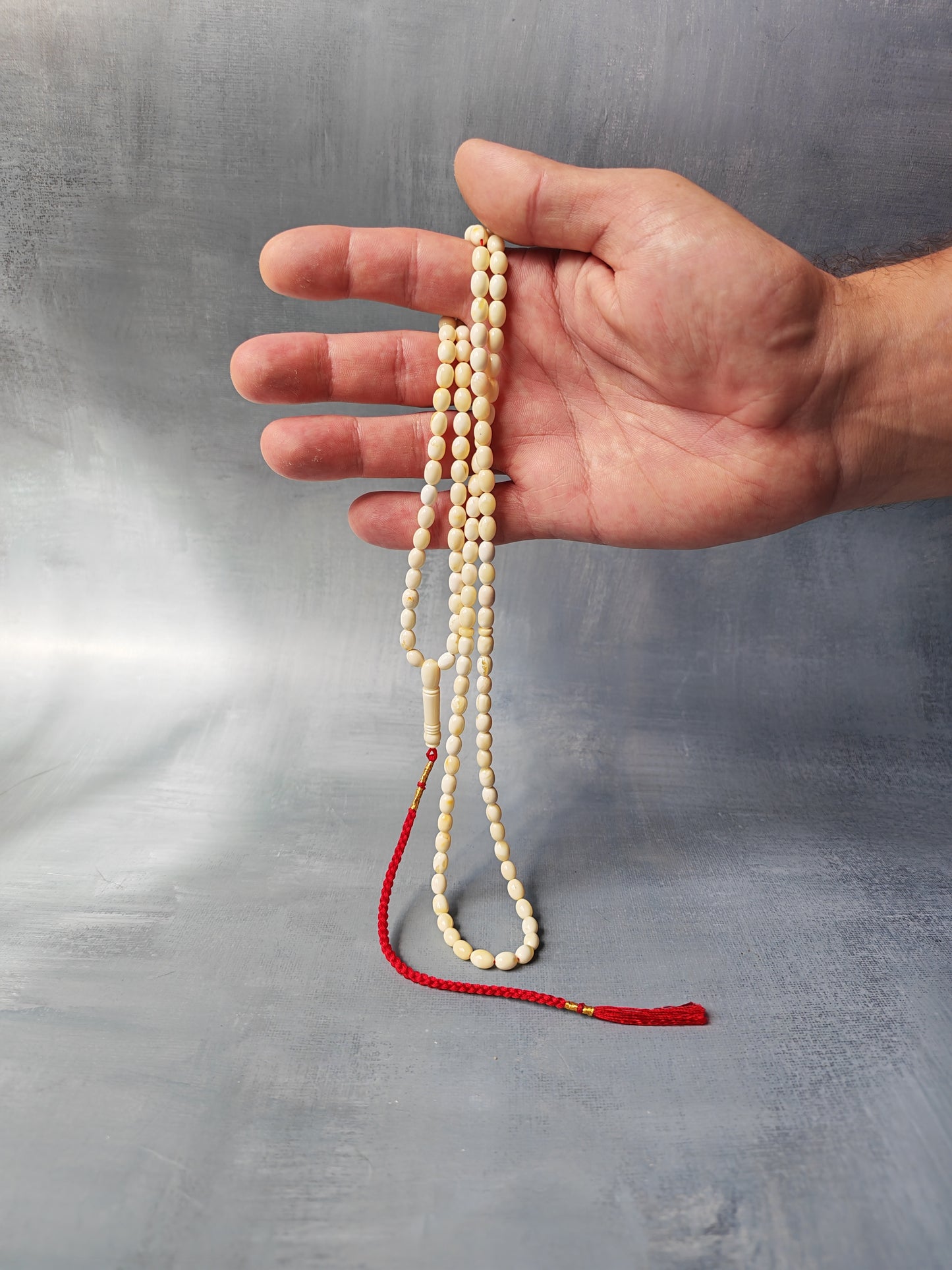 Rare Natural Royal White Baltic Amber Tasbih – 115 Olive Shape Beads | Micro size