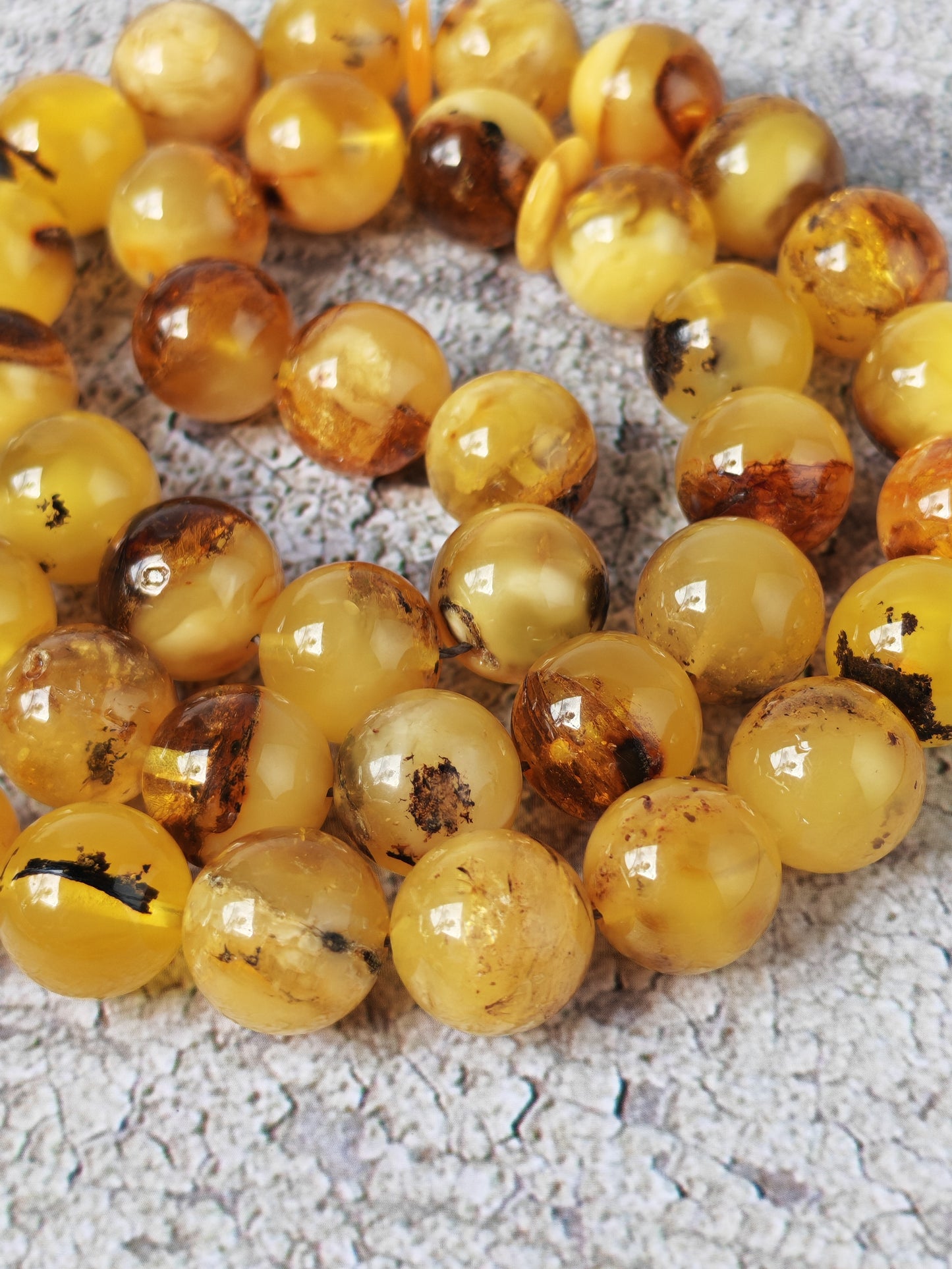 Natural Raw Amber Misbah with Debris – 45 Beads + 1 Spare