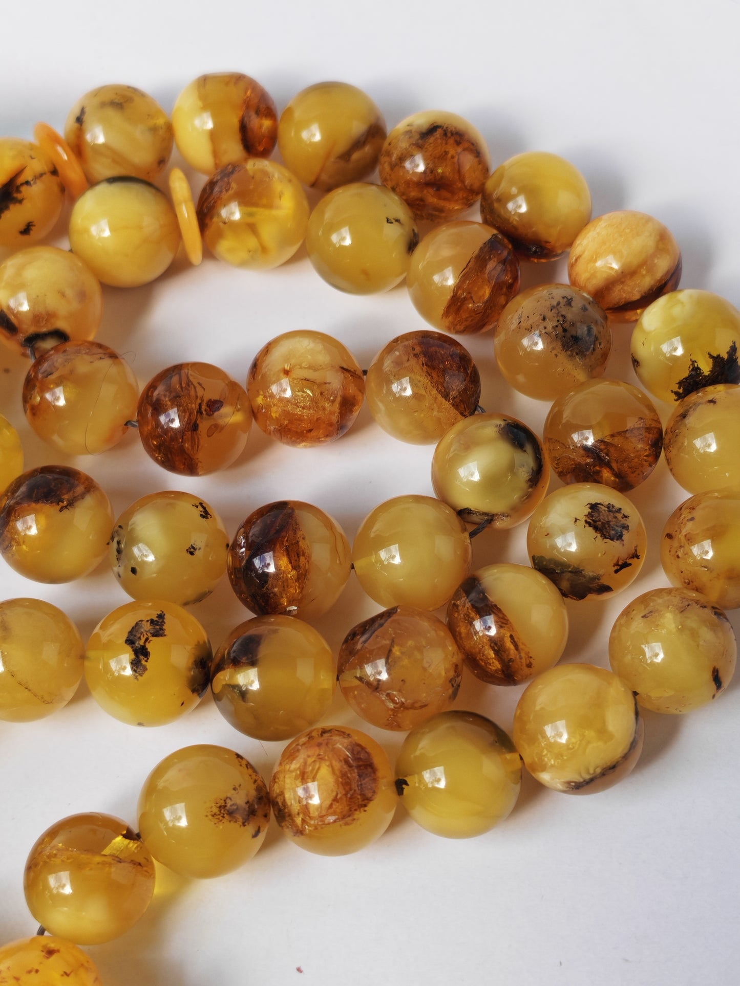 Natural Raw Amber Misbah with Debris – 45 Beads + 1 Spare