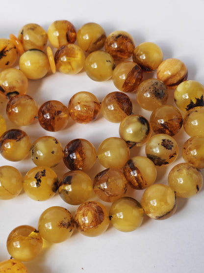 Natural Raw Amber Misbah with Debris – 45 Beads + 1 Spare