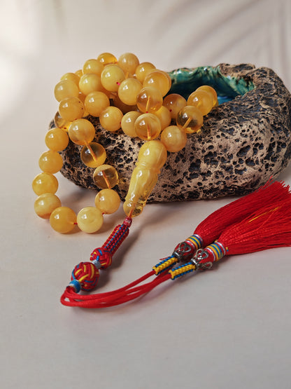 Long Half-Half Pattern Amber Misbah – 57 Beads