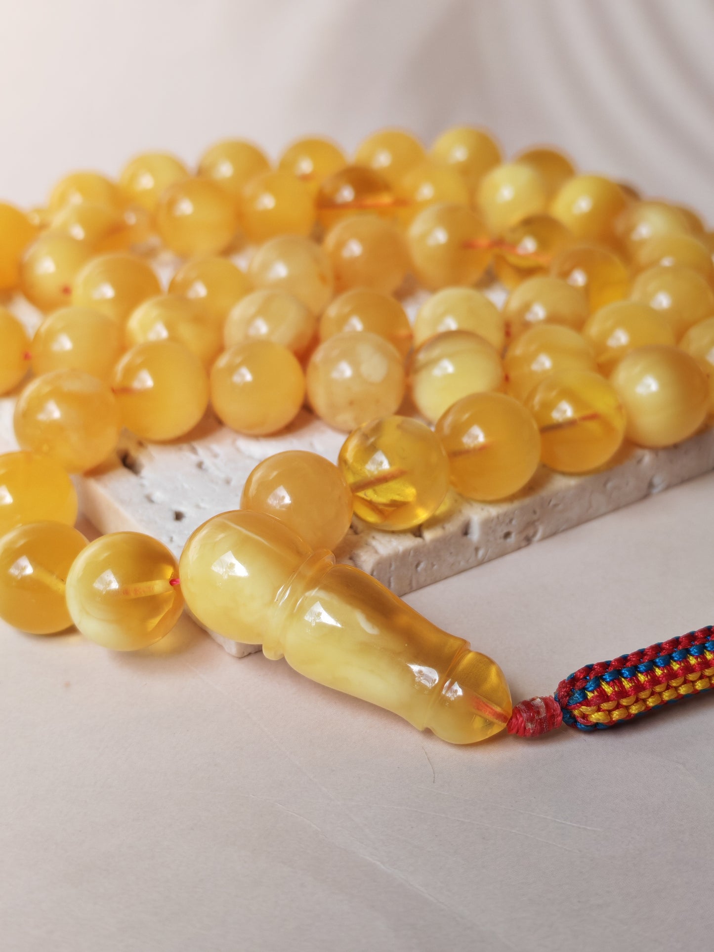 Long Half-Half Pattern Amber Misbah – 57 Beads