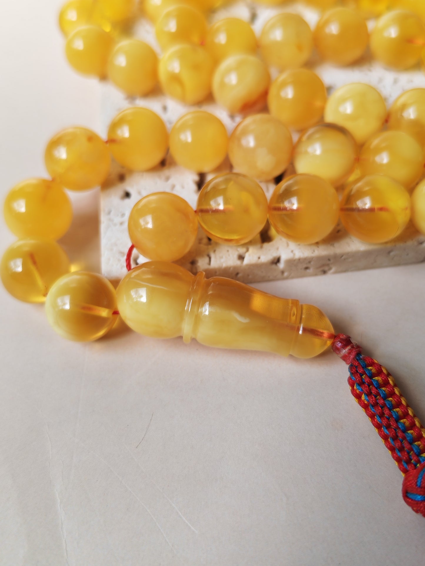 Long Half-Half Pattern Amber Misbah – 57 Beads