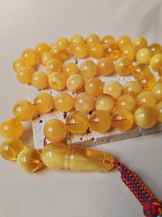 Long Half-Half Pattern Amber Misbah – 57 Beads