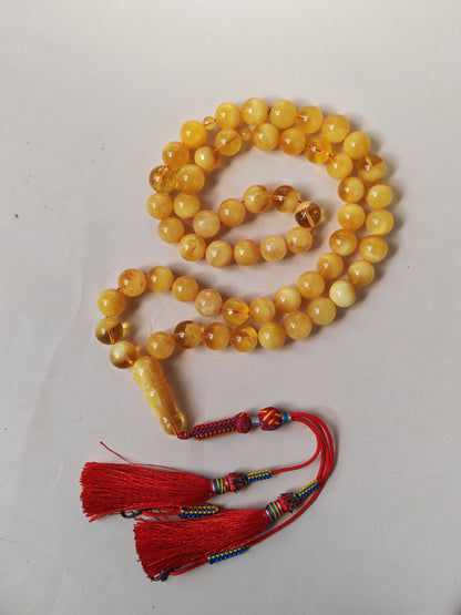 Long Half-Half Pattern Amber Misbah – 57 Beads
