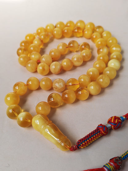 Long Half-Half Pattern Amber Misbah – 57 Beads