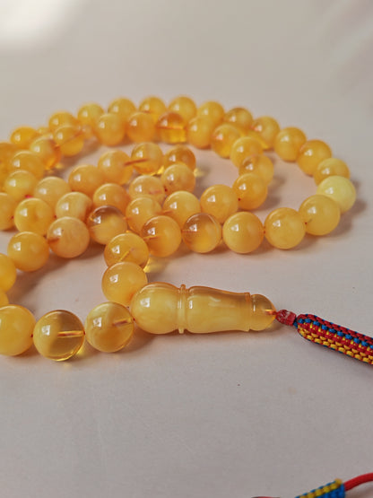 Long Half-Half Pattern Amber Misbah – 57 Beads