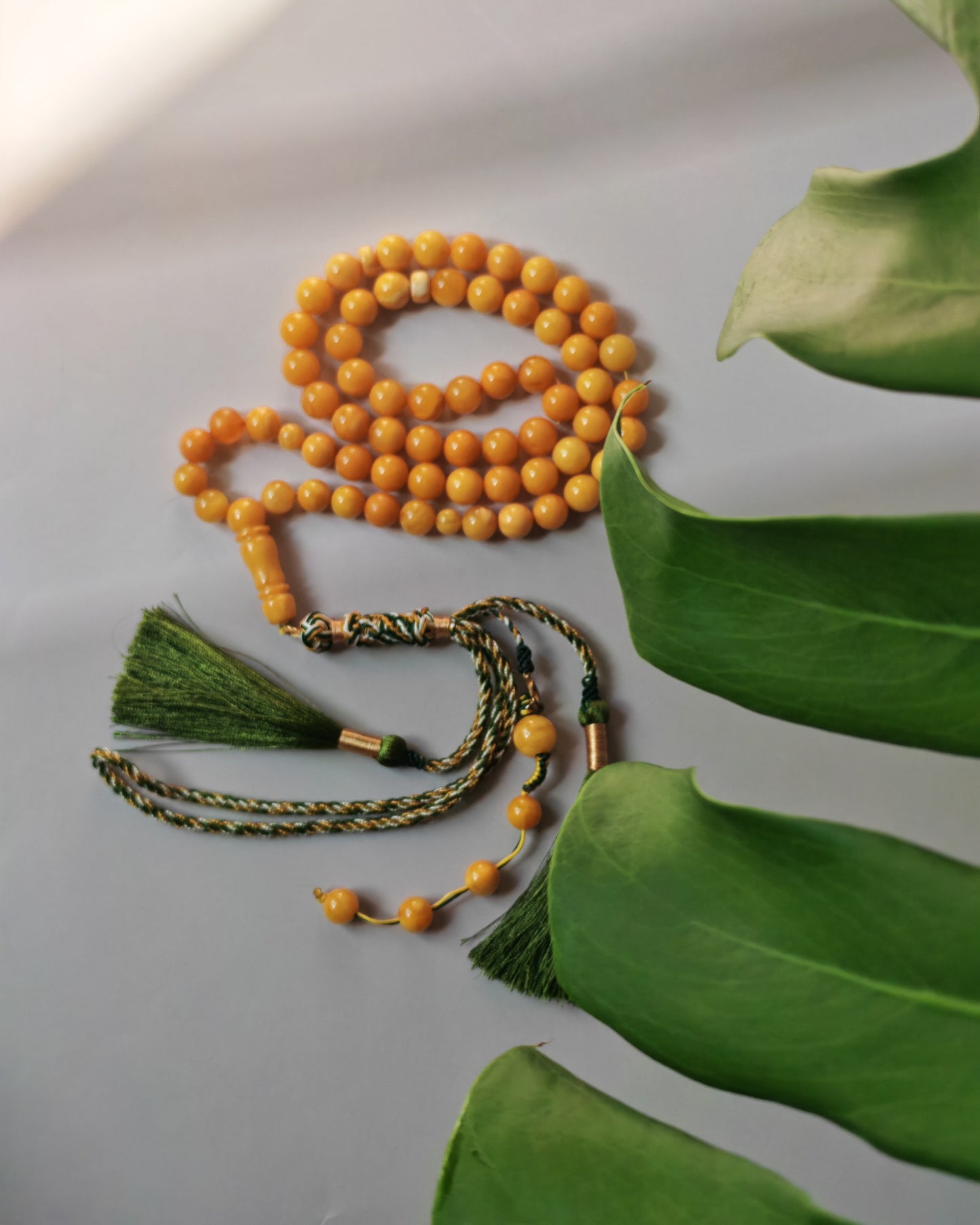 Antique Baltic Amber Tasbih | 61 Beads + 5 spare | Aged Honey Amber