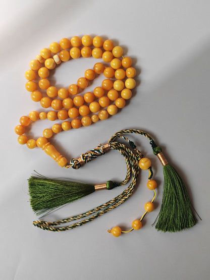 Antique Baltic Amber Tasbih | 61 Beads + 5 spare | Aged Honey Amber