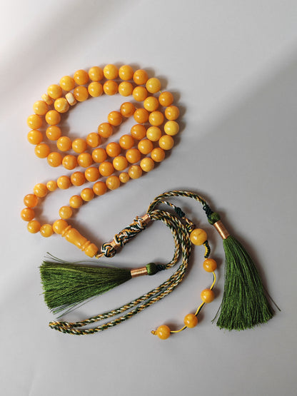 Antique Baltic Amber Tasbih | 61 Beads + 5 spare | Aged Honey Amber