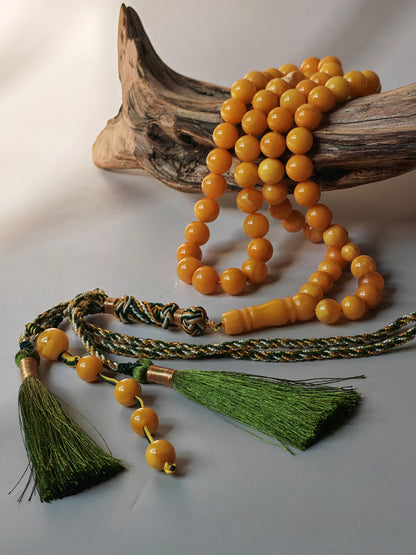 Antique Baltic Amber Tasbih | 61 Beads + 5 spare | Aged Honey Amber