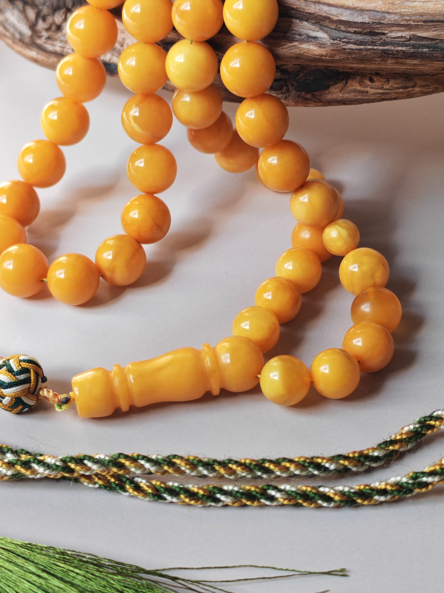 Antique Baltic Amber Tasbih | 61 Beads + 5 spare | Aged Honey Amber