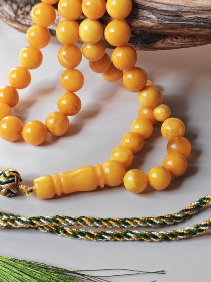 Antique Baltic Amber Tasbih | 61 Beads + 5 spare | Aged Honey Amber