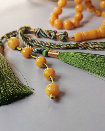 Antique Baltic Amber Tasbih | 61 Beads + 5 spare | Aged Honey Amber