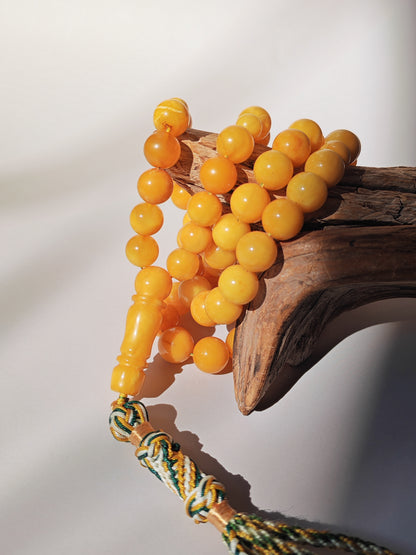 Antique Baltic Amber Tasbih | 61 Beads + 5 spare | Aged Honey Amber