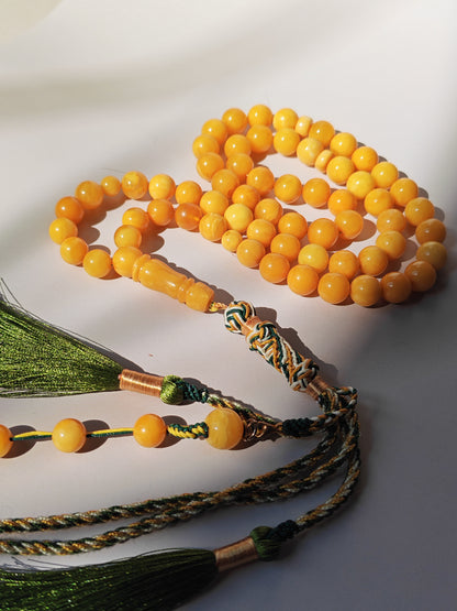 Antique Baltic Amber Tasbih | 61 Beads + 5 spare | Aged Honey Amber