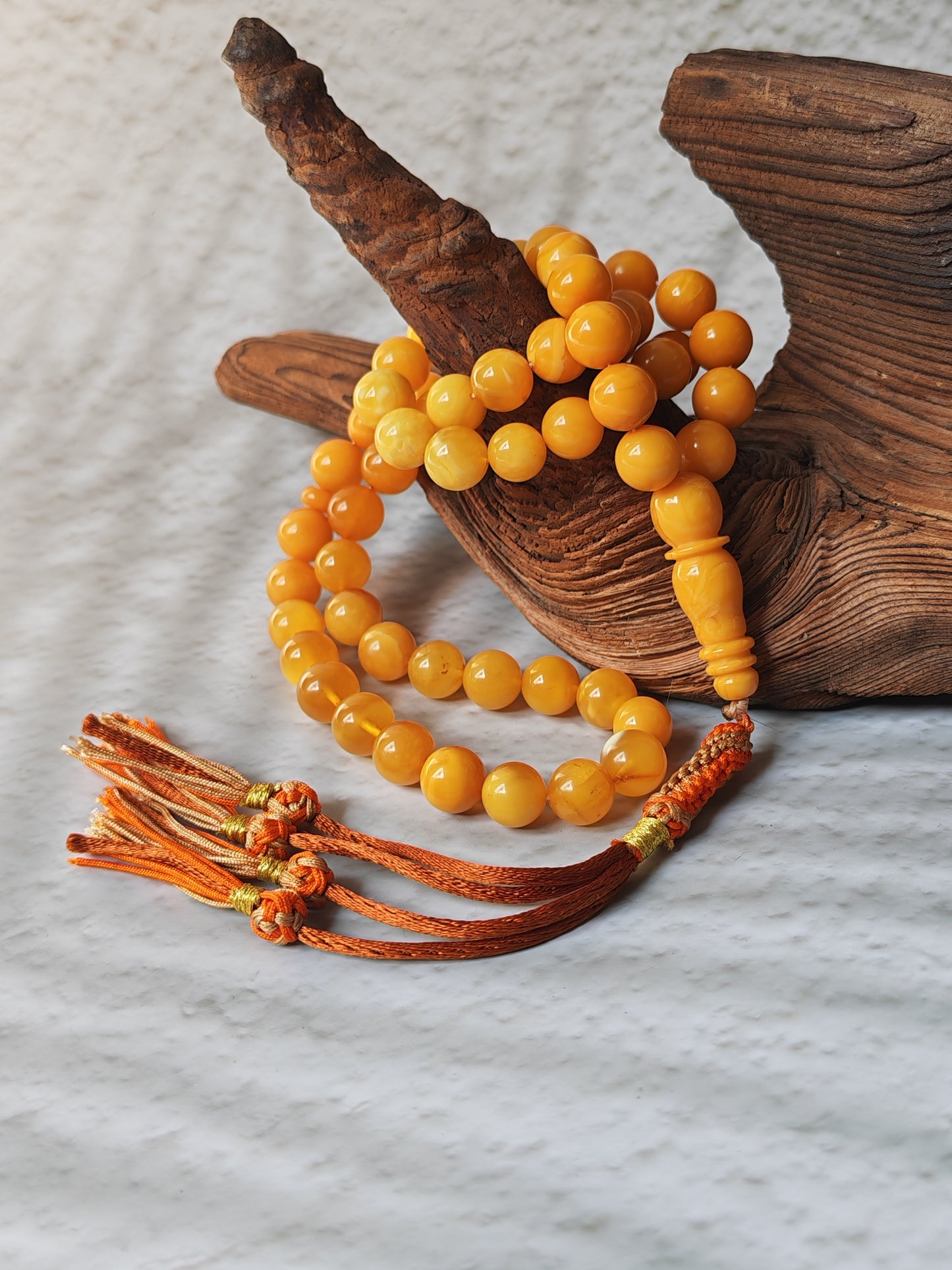 Antique Natural Baltic Amber Misbah | 66 Beads | Aged Dark Honey